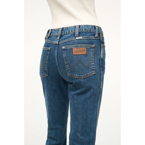 STAUD + WRANGLER THE CROPPED BOOT JEAN INDIGO WASH Size 27 FLARE Western - Picture 4 of 4